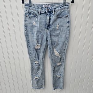 Judy Blue Mid Rise Skinny Fit Distressed Light Blue Women's Jeans Size 9/29